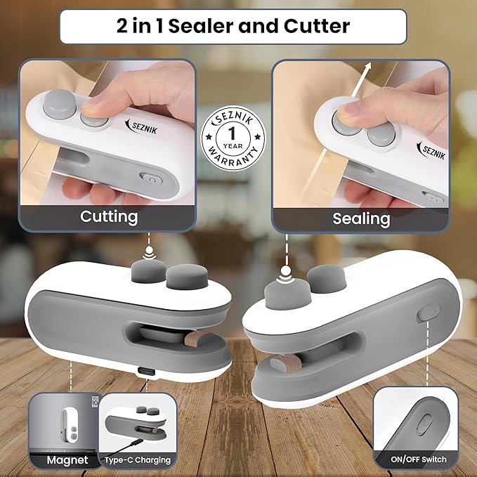 Mini Bag Sealer 2 in 1 Seal & Cutter Heat Sealers