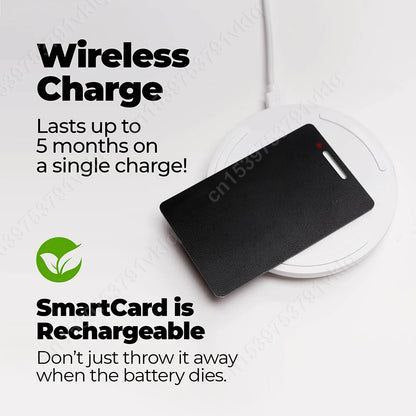 SmartCard Thin Wallet Tracker Card, Rechargeable & Reusable, Works with Apple Find My App, Item Finder for Luggage Tag, Purse, Phone