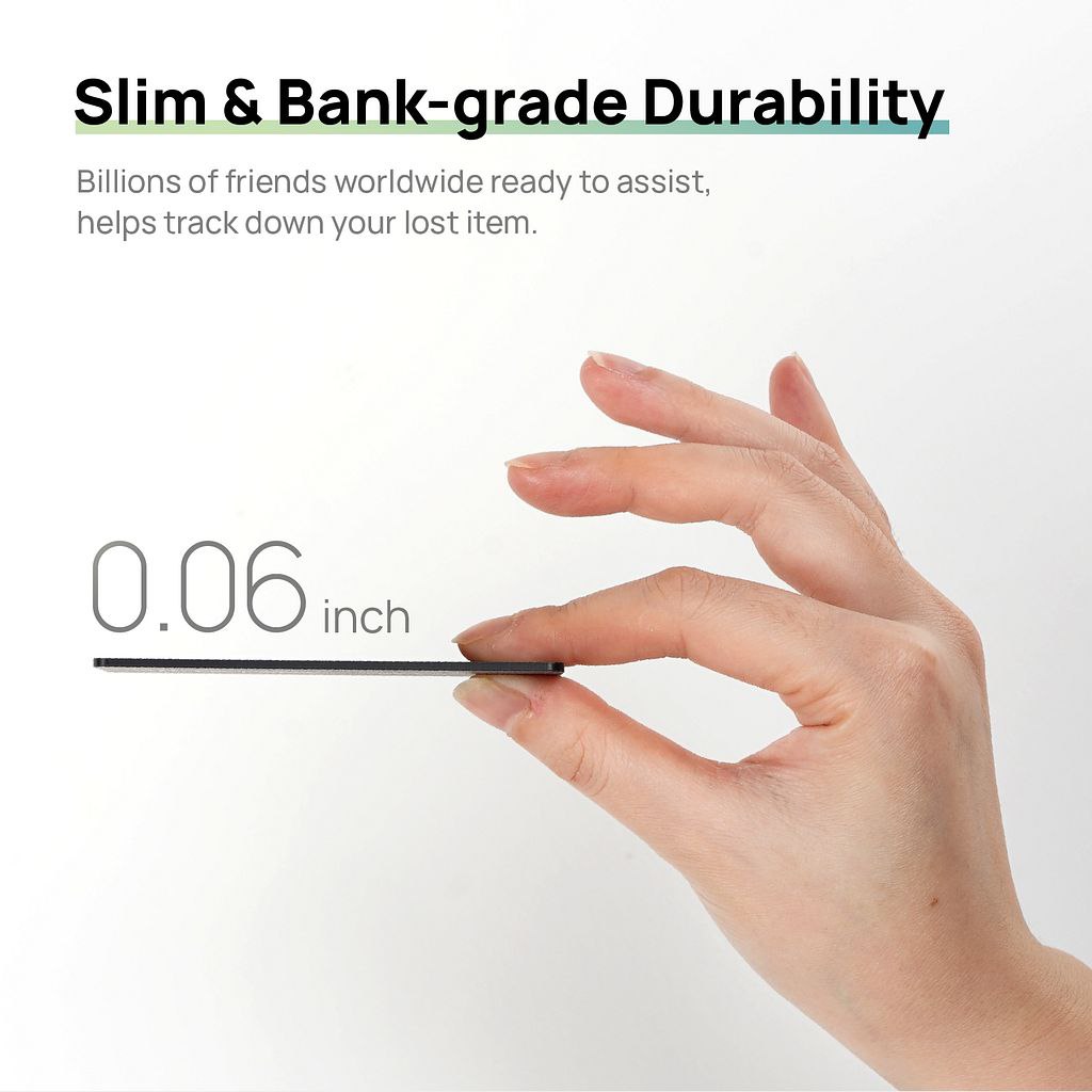 SmartCard Thin Wallet Tracker Card, Rechargeable & Reusable, Works with Apple Find My App, Item Finder for Luggage Tag, Purse, Phone