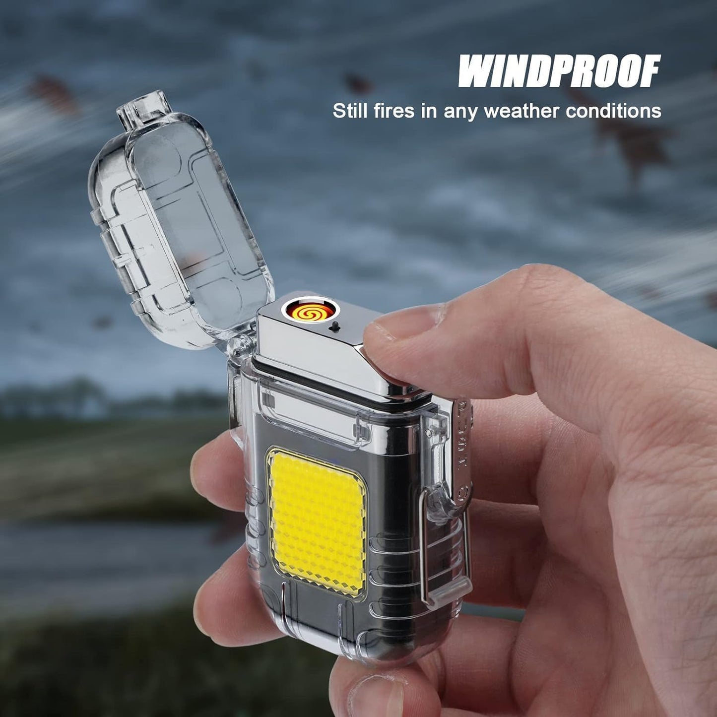 Venall USB Rechargeable Electric Lighter with 3 Modes COB Flashlight