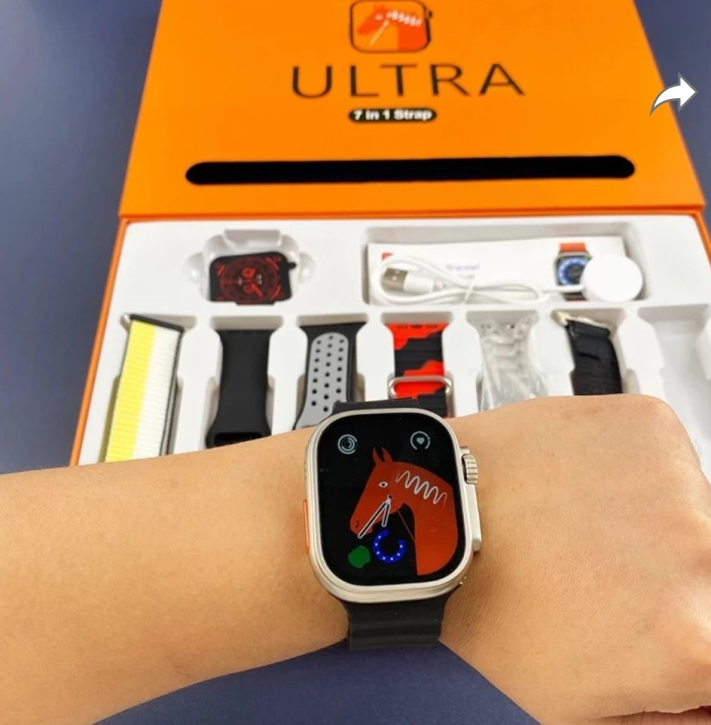 HL STRIKES 7 in 1 combo ultra 8 smart watch T800 silver smart watch