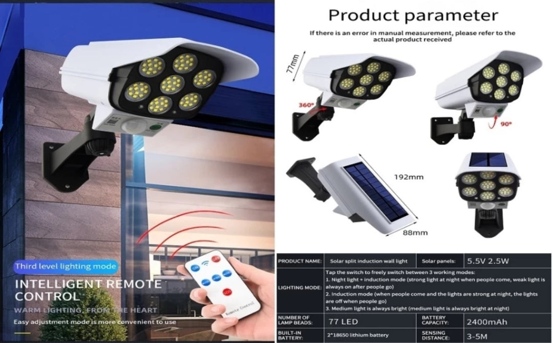 Remote Control Motion Sensor Solar Garden Spotlight