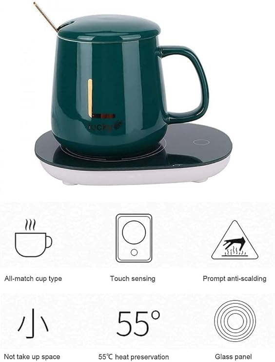 Electric Cup Warmer | Coffee Gift Set Consisting of Heat Plate and Coffee Mug | Heated Cup with Drink Warmer | Mug Warmer | Tea Warmer Pad | Coffee Warmer 