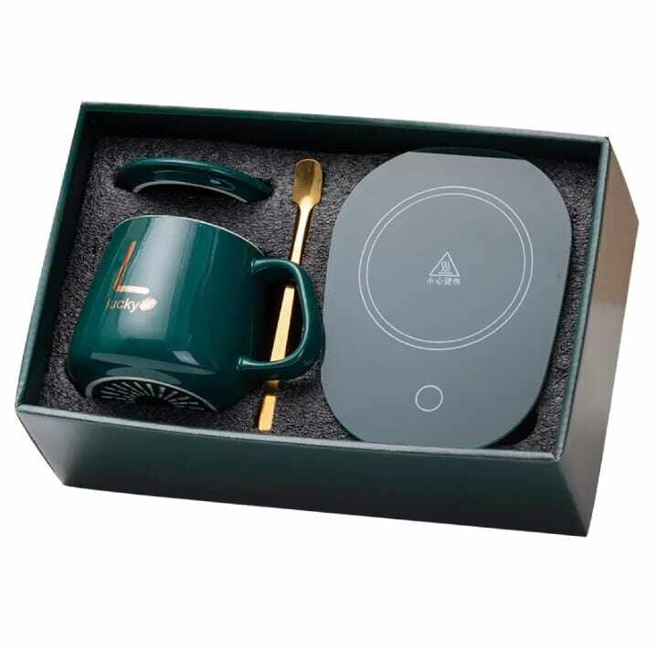 Electric Cup Warmer | Coffee Gift Set Consisting of Heat Plate and Coffee Mug | Heated Cup with Drink Warmer | Mug Warmer | Tea Warmer Pad | Coffee Warmer 
