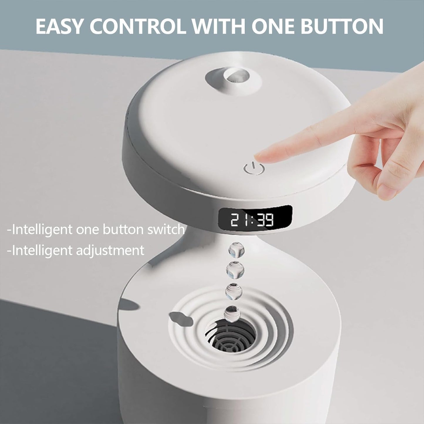 Anti-Gravity Humidifier with LED Clock Display Ultrasonic Cool Mist Diffuser
