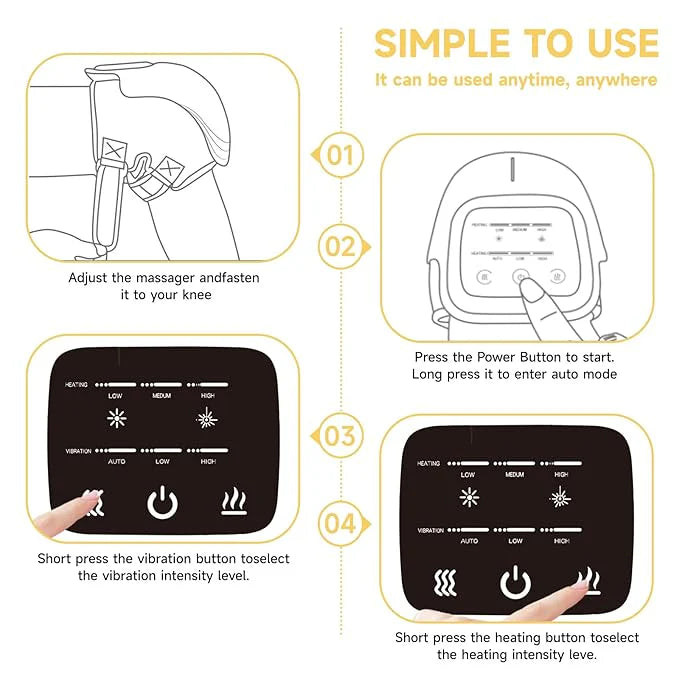 Knee Massager, Wireless Knee Massager, LED Screen, Infrared Wearable Rechargeable Knee Massager for Swollen and Painful Joints, 3 Adjustable Intensities and Temperature