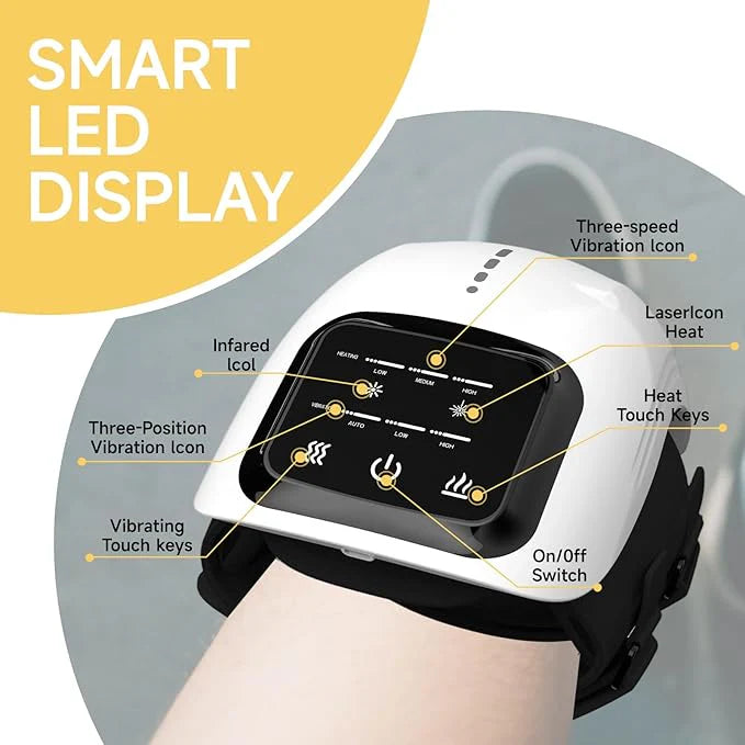 Knee Massager, Wireless Knee Massager, LED Screen, Infrared Wearable Rechargeable Knee Massager for Swollen and Painful Joints, 3 Adjustable Intensities and Temperature