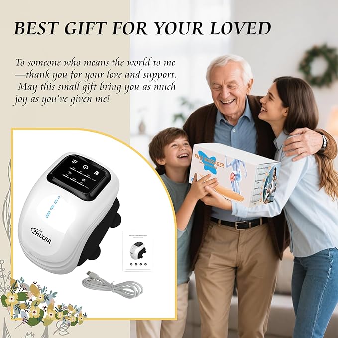 Knee Massager, Wireless Knee Massager, LED Screen, Infrared Wearable Rechargeable Knee Massager for Swollen and Painful Joints, 3 Adjustable Intensities and Temperature