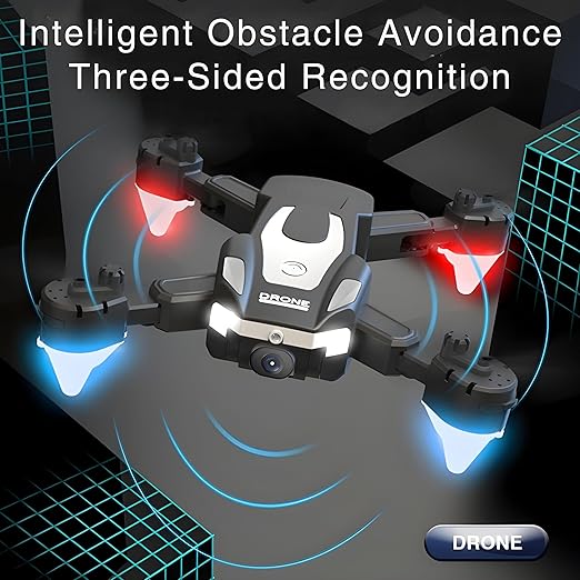 Drone J2 Foldable FPV Drone with Dual Camera, Obstacle Avoidance, Altitude Hold, Headless Mode,
