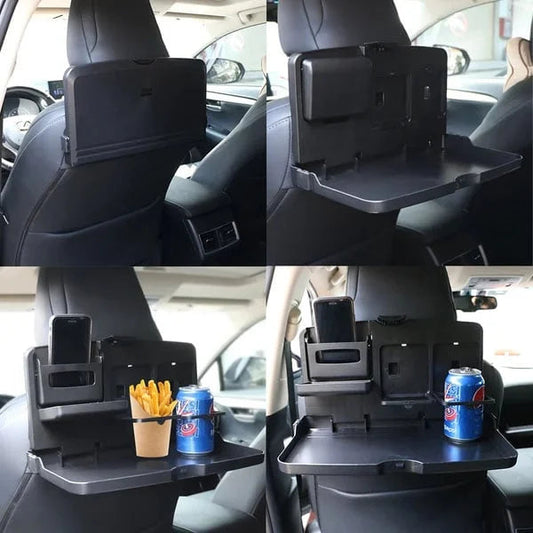 Car Backseat Food Travel Dining Meal & Snack Tray & Cup Holder for All Cars (Black)