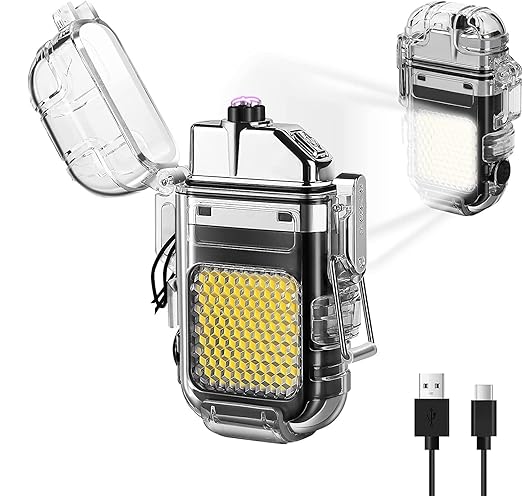 Venall USB Rechargeable Electric Lighter with 3 Modes COB Flashlight