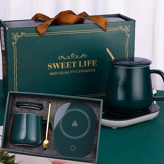 Electric Cup Warmer | Coffee Gift Set Consisting of Heat Plate and Coffee Mug | Heated Cup with Drink Warmer | Mug Warmer | Tea Warmer Pad | Coffee Warmer&nbsp
